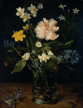 Still Life with Flowers in a Glass Jan Brueghel the Elder floral Oil Paintings